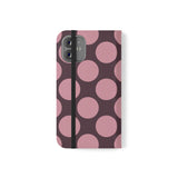 iPhone 12 Mini vegānas ādas Vāciņš-maciņš – Pink Plum Polka Dot dizains