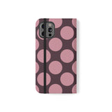 iPhone 12 Pro vegānas ādas Vāciņš-maciņš – Pink Plum Polka Dot dizains
