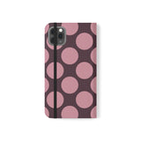 iPhone 11 Pro Max vegānas ādas Vāciņš-maciņš – Pink Plum Polka Dot dizains