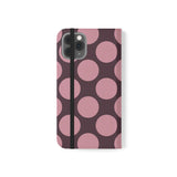 iPhone 11 Pro vegānas ādas Vāciņš-maciņš – Pink Plum Polka Dot dizains