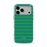 Horizontal Stripes, Goldline Green - Tough MagSafe iPhone Telefona vāciņš