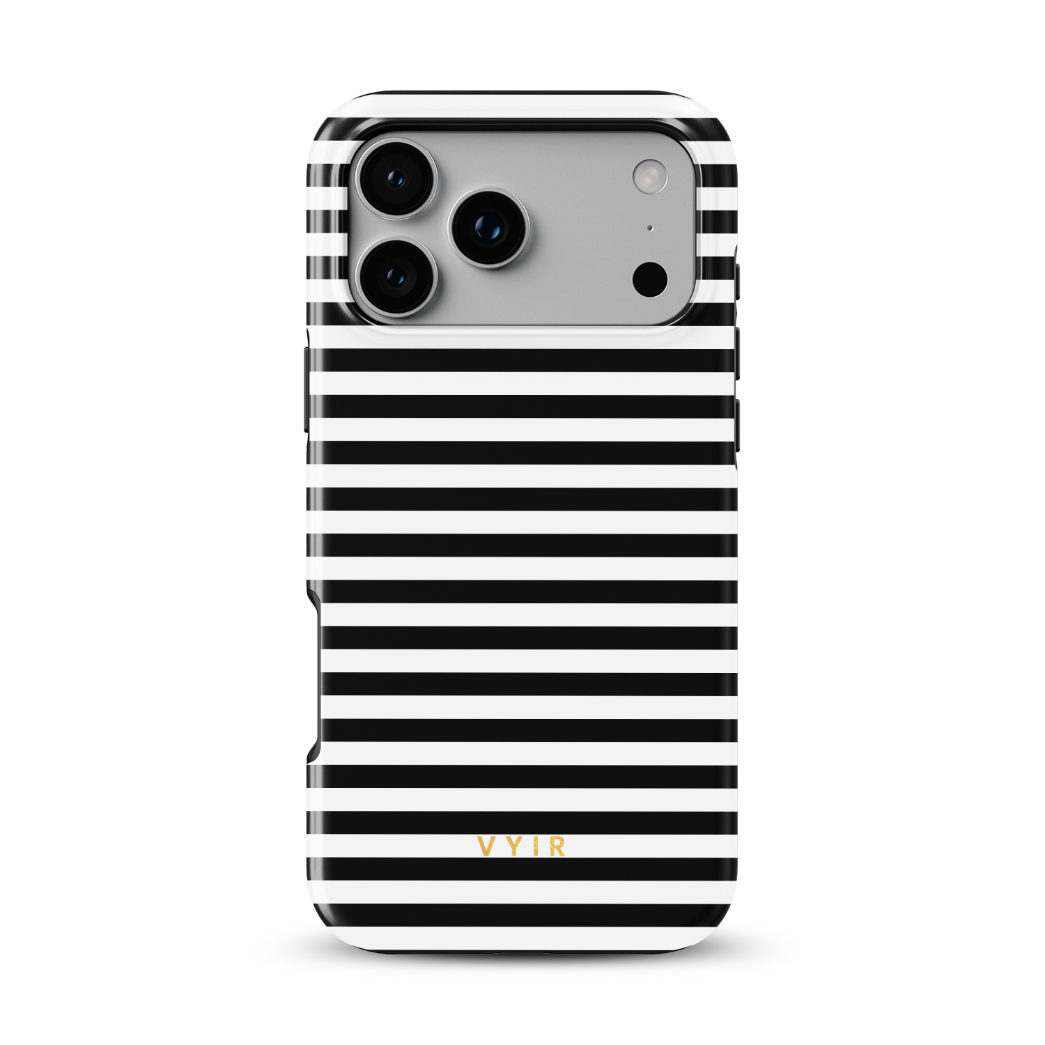 Horizontal Stripes, Pinstripe Black and White - Shockproof Phone Case - VYIR