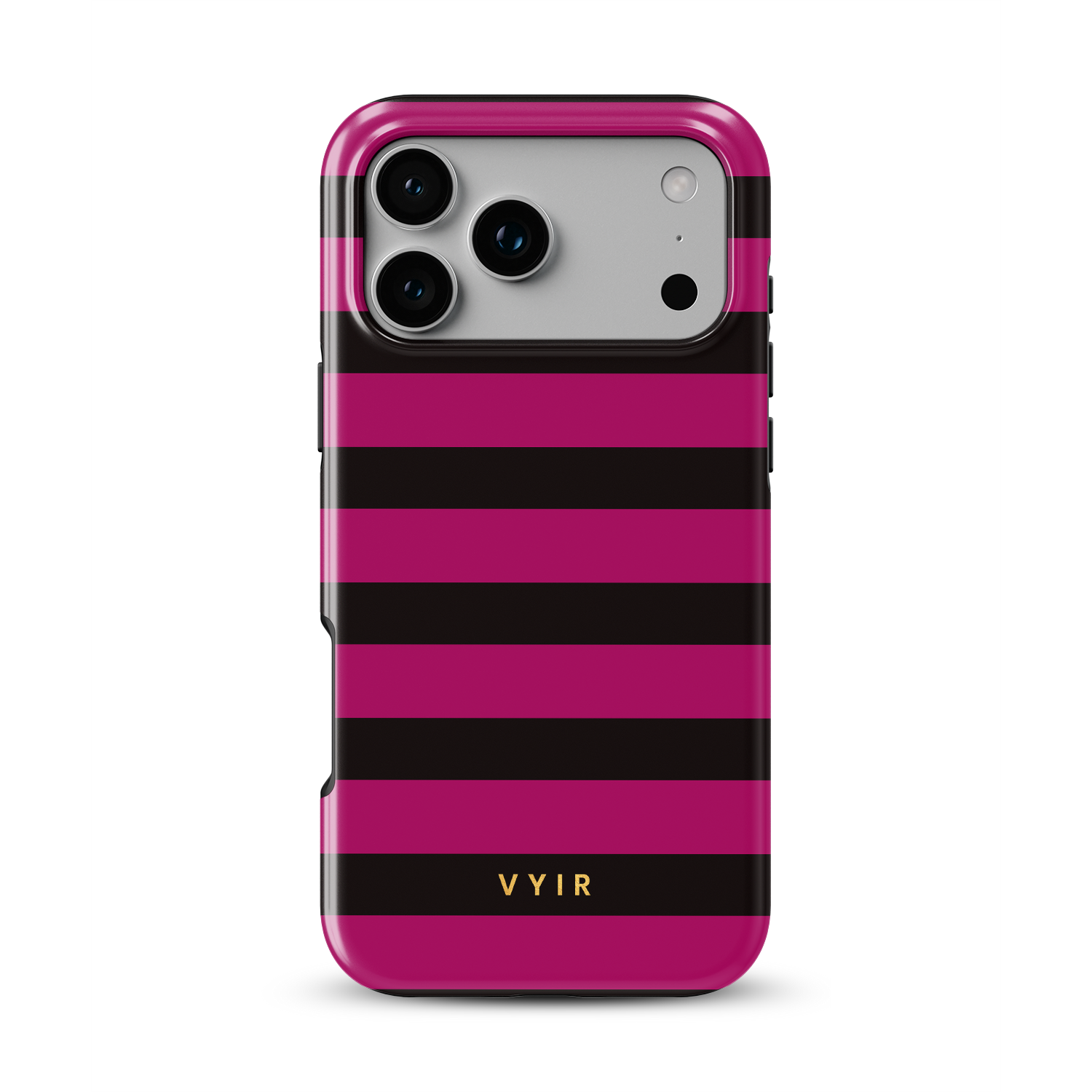 Horizontal Stripes, Wine Red - Shockproof MagSafe iPhone Case - VYIR