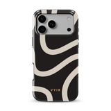 Swirl Lines, melns un bēšs - Tough MagSafe iPhone Telefona vāciņš