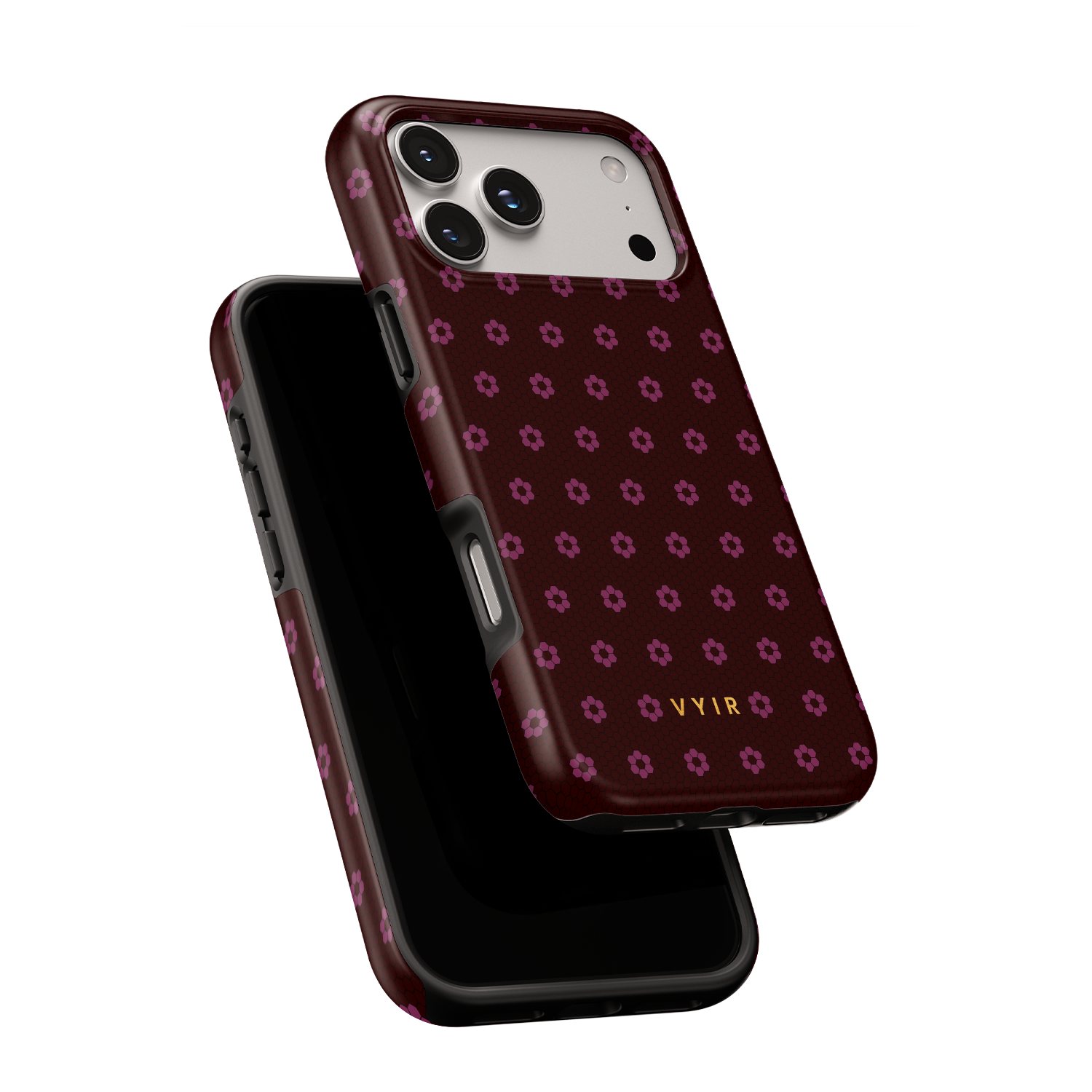 VYIR Signature Flowers, Burgundy - Shockproof MagSafe iPhone Case - VYIR