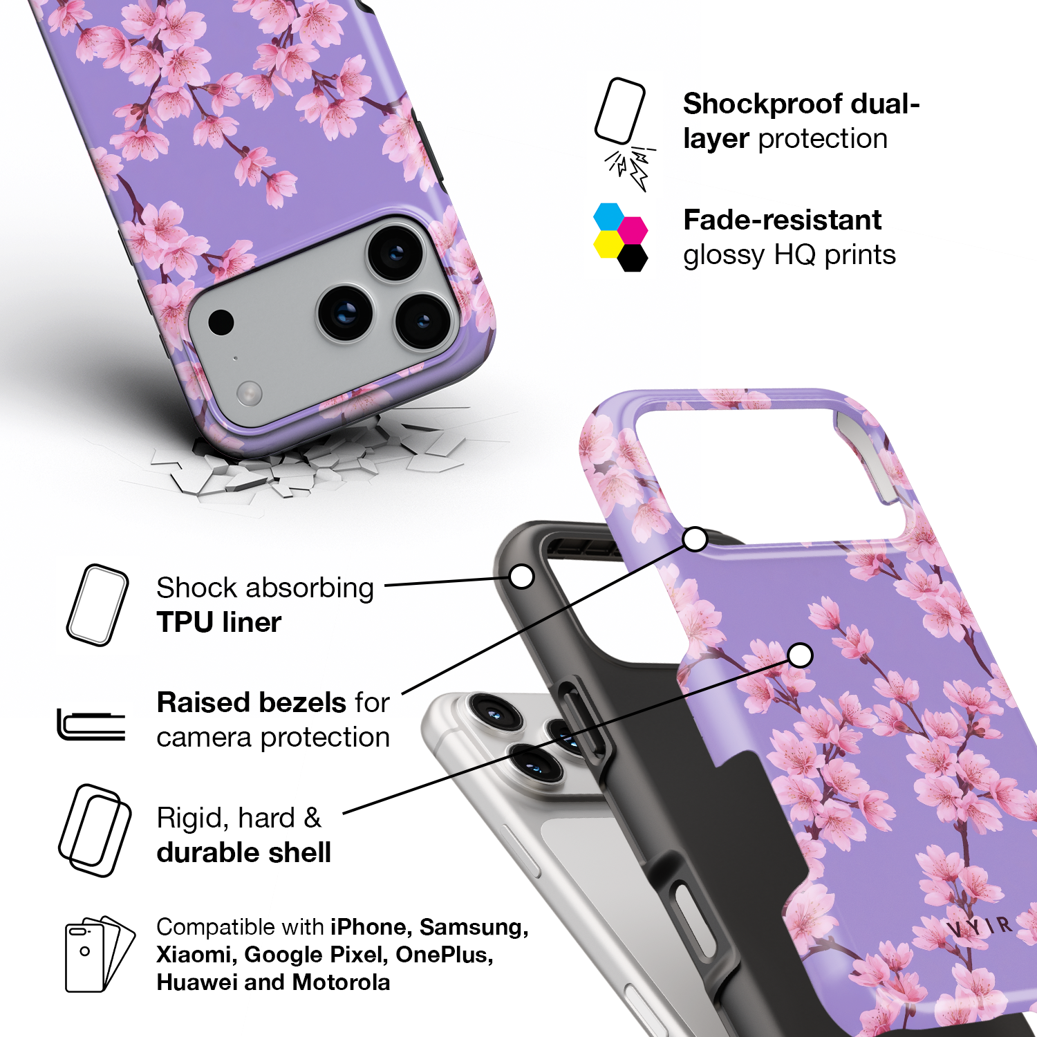 Cherry Blossom Spray - Shockproof Phone Case - VYIR