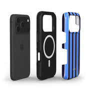 Vertical Stripes, Rivoli Blue - Shockproof MagSafe iPhone Case - VYIR