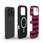 Horizontal Stripes, Wine Red - Shockproof MagSafe iPhone Case - VYIR
