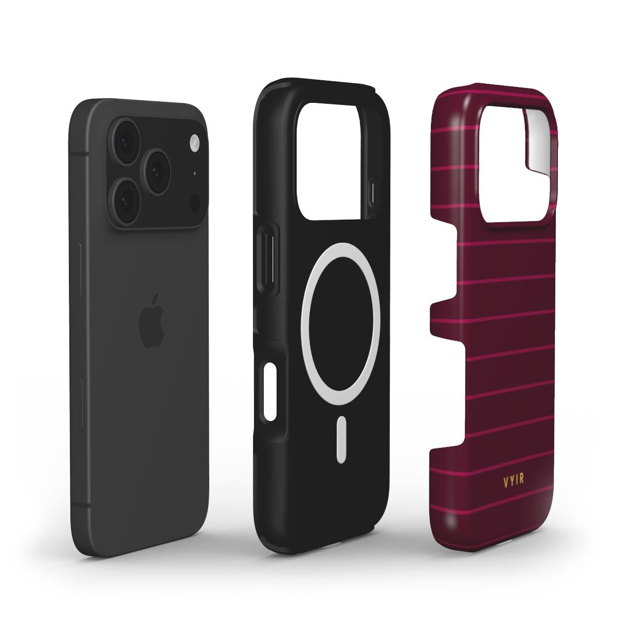 Horizontal Stripes, Merlot - Shockproof MagSafe iPhone Case - VYIR