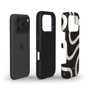 Swirl Lines, Black and Beige - Shockproof Phone Case - VYIR