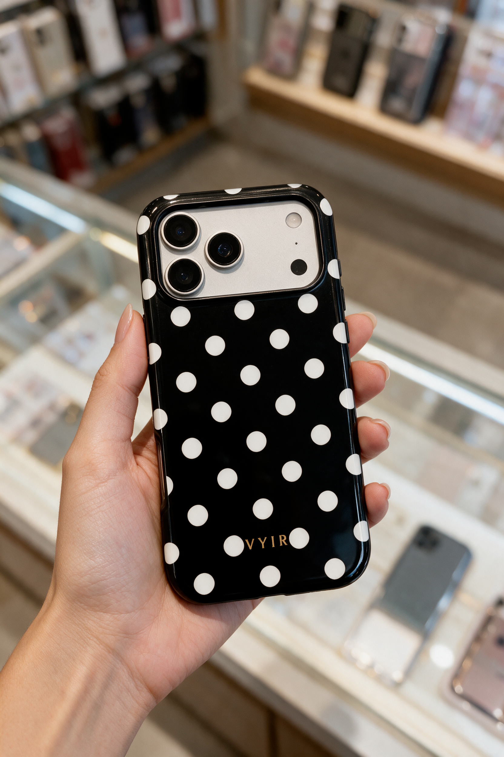 Classic Polka Dots, Black Noir - Tough Telefona vāciņš