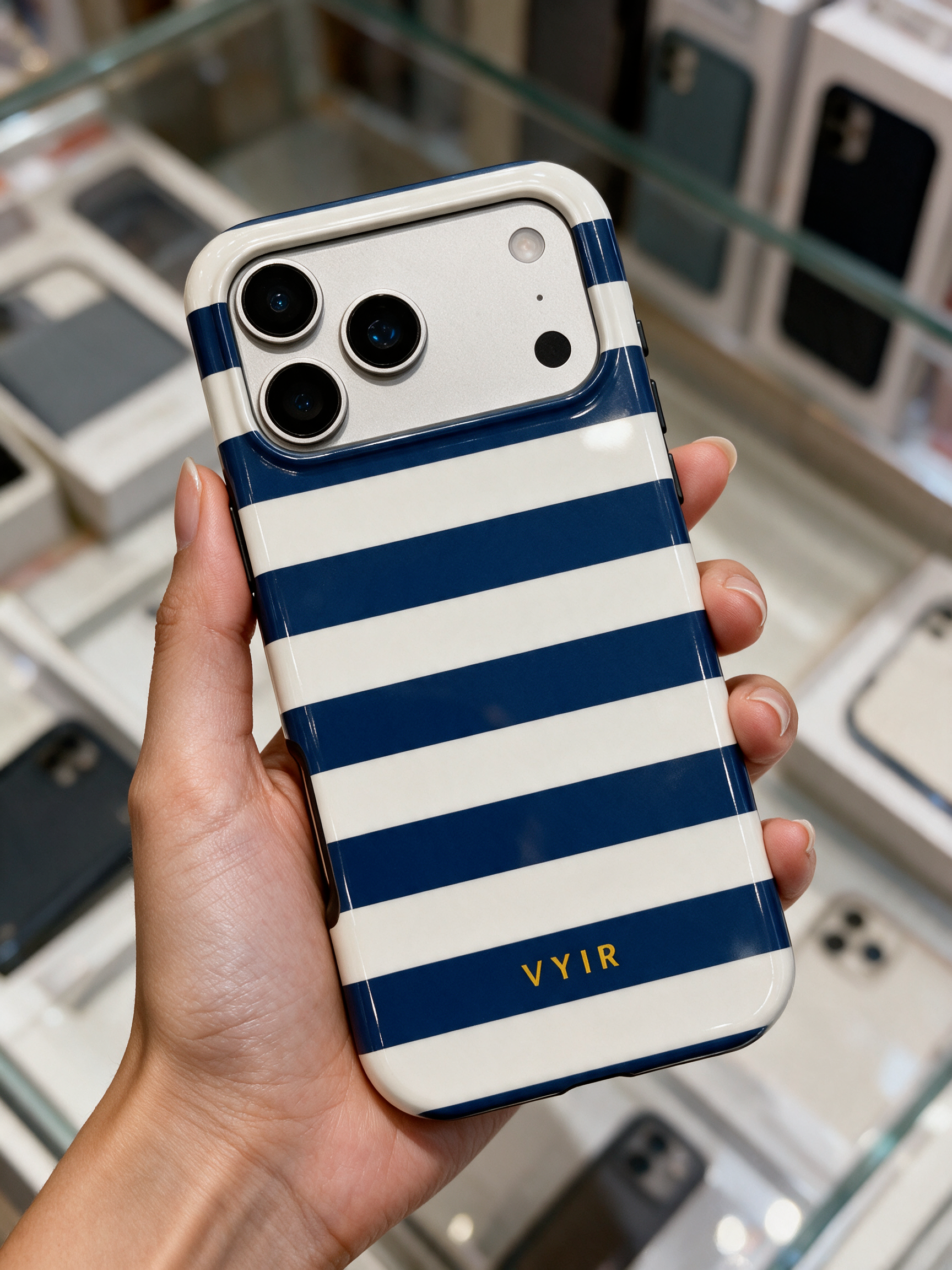 Horizontal Stripes, Old Money Blue - Tough Telefona vāciņš