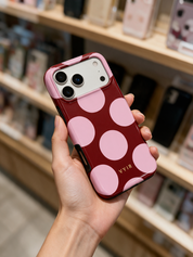 Large Polka Dots, Burgundy Pink - Tough Telefona vāciņš